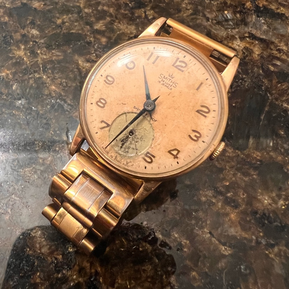 Vintage 1964 Smiths Watch. Runs/needs repairs/crown. British history!
